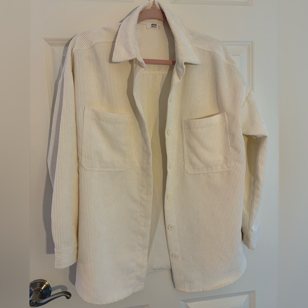 Ardene Women's Off-White Corduroy Button Up Jacket